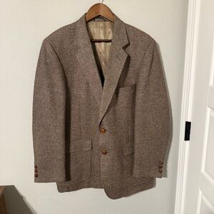Vintage Garrison Park 46R Taupe & Beige Woven Tweed Blazer Jacket Sports Coat